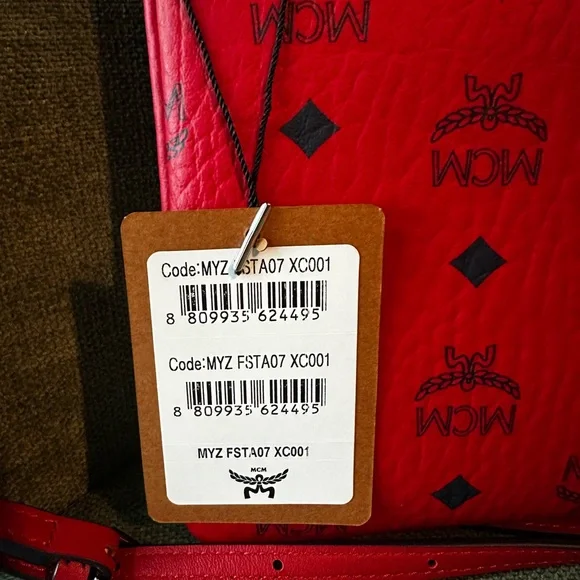 NEW Authentic MCM Crossbody Pouch in Visetos CANDY RED - Dustbag + Tags + COA - Picture 6 of 9